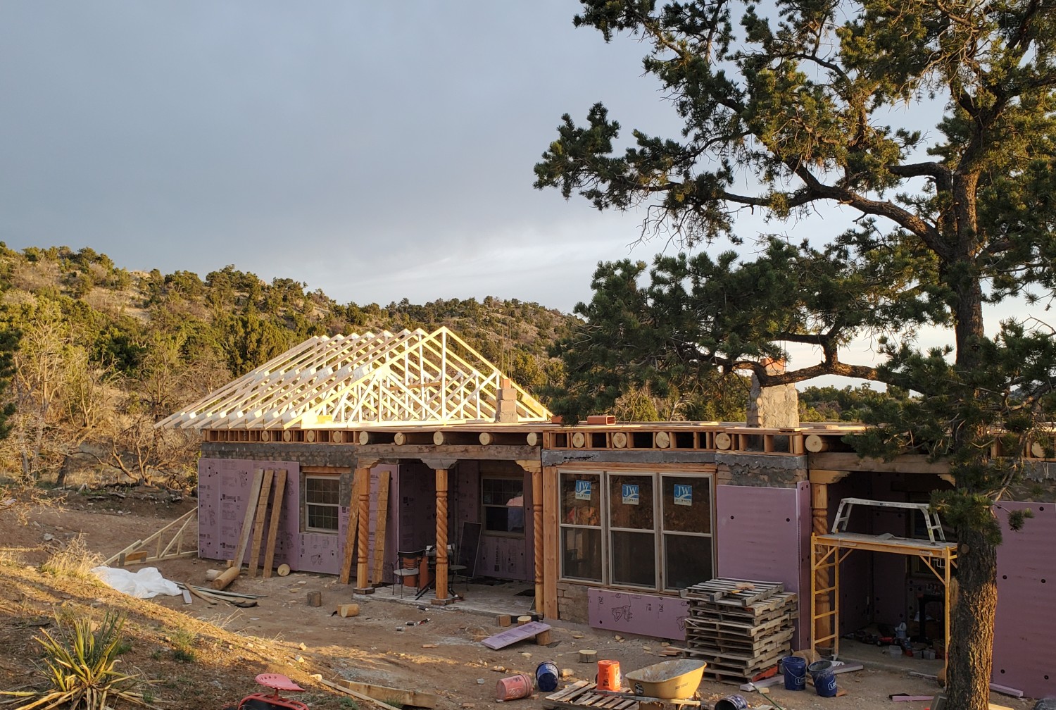 trusses being put on the house trusses being put on the house